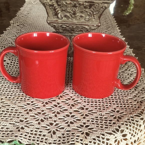 Set of 2 Fiesta Dinnerware Java Coffee Mugs Scarlet Red 12-Oz - Picture 2 of 8